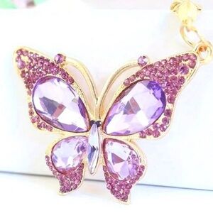 Purple Rhinestone Butterfly Bag Charm